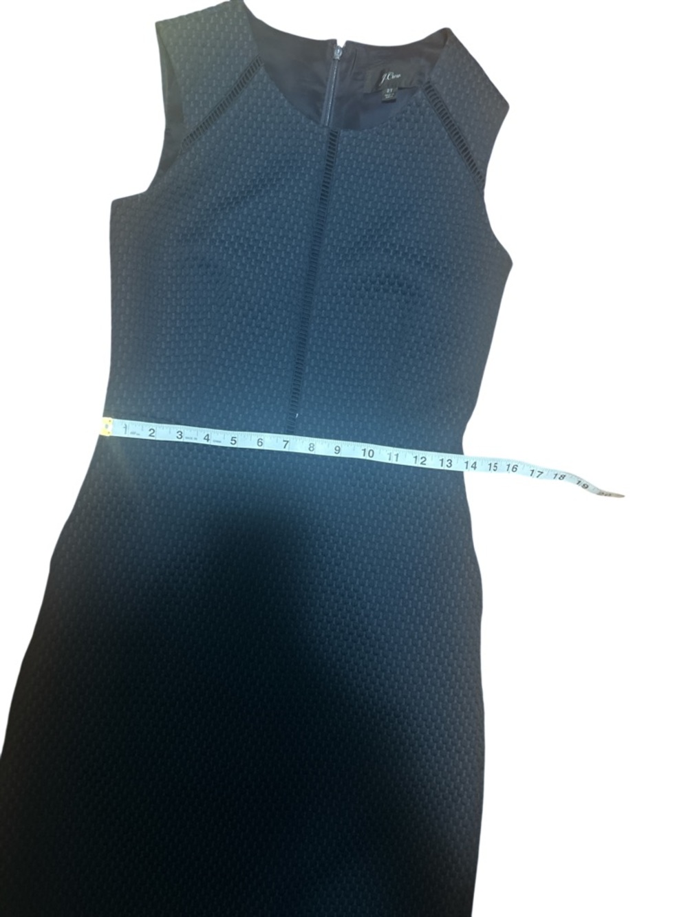 J.Crew Portfolio Navy Textured Sheath Dress Sz 2 Tall Sleeveless Career MIDI - Picture 8 of 10
